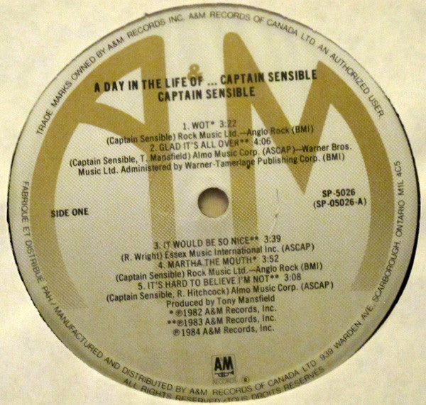 Captain Sensible : A Day In The Life Of...Captain Sensible (LP, Comp)