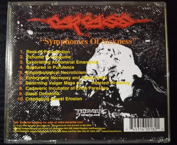 Carcass : Symphonies Of Sickness (CD, Album, RE)