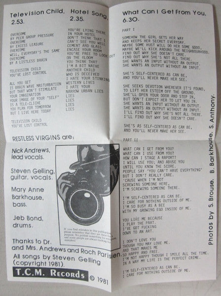 Restless Virgins : Television Child (7", EP)