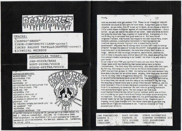 Agathocles / Violent Headache : Contra Las Multinacionales Asesinas Accion Directa / Starvation (7", EP)