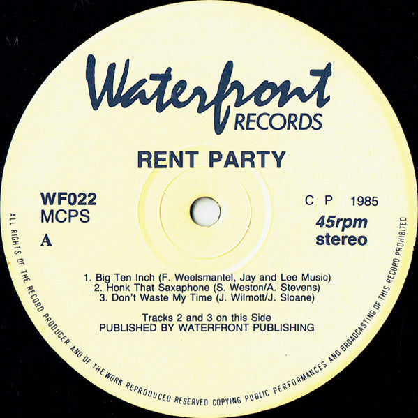 Rent Party : Honk That Saxophone (12")