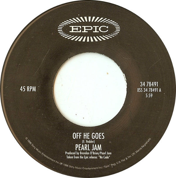Pearl Jam : Off He Goes (7", Single)