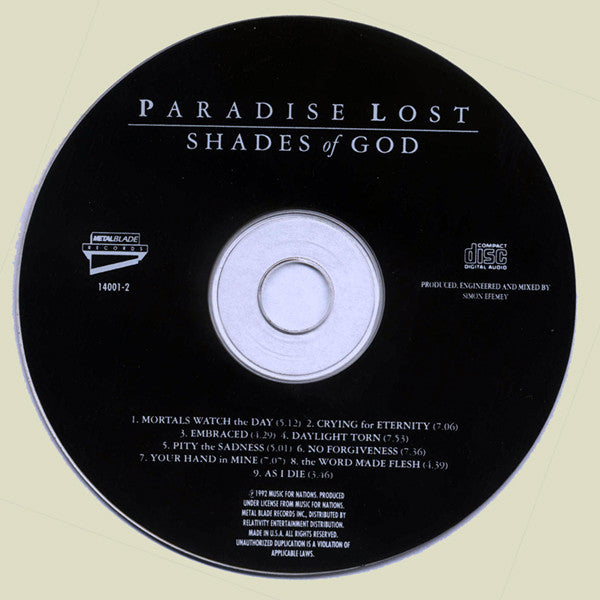 Paradise Lost : Shades Of God (CD, Album)