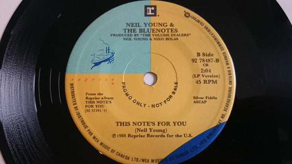 Neil Young & The Bluenotes (5) : This Note's For You (7", Single, Promo)