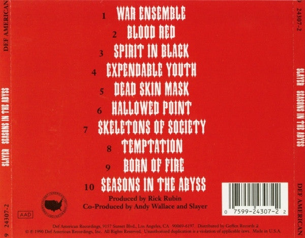 Slayer : Seasons In The Abyss (CD, Album, RE)