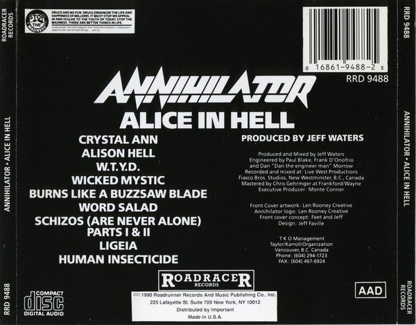 Annihilator (2) : Alice In Hell (CD, Album)