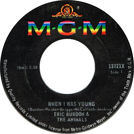 Eric Burdon & The Animals : When I Was Young (7", Single)