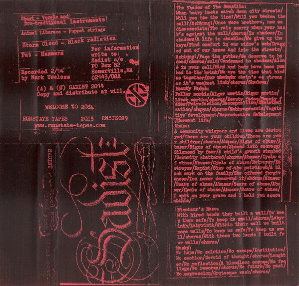 Sadist (17) : Blood Song (Cass, RE)