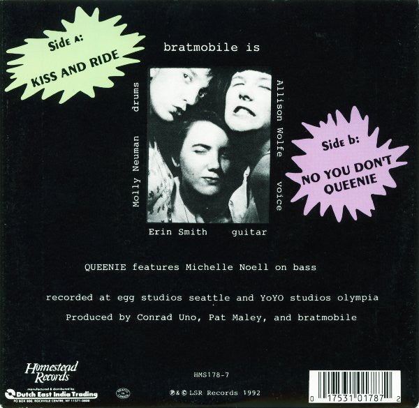 Bratmobile : Kiss And Ride (7", Blu)
