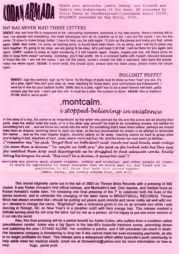 Kodan Armada, Montcalm : A Split 7" (7", RE, RP, Gre)