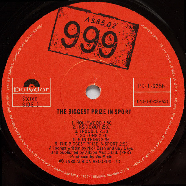 999 : The Biggest Prize In Sport (LP, Album)