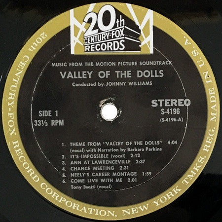 Johnny Williams* Songs By Dory* And Andre Previn* : Valley Of The Dolls (Music From The Motion Picture Soundtrack) (LP, Album, Mon)