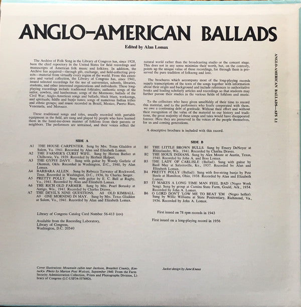 Various : Anglo-American Ballads  (LP, Album, Comp, RE)