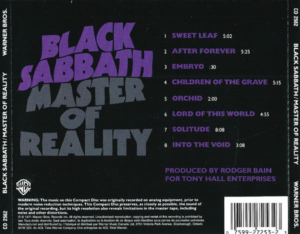 Black Sabbath : Master Of Reality (CD, Album, RE, RP)
