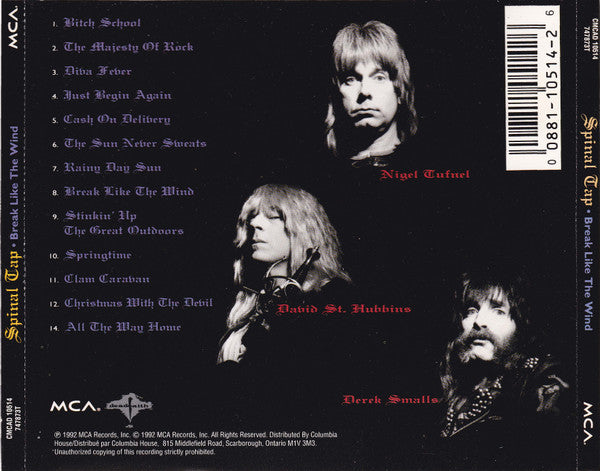 Spinal Tap : Break Like The Wind (CD, Album, Club)