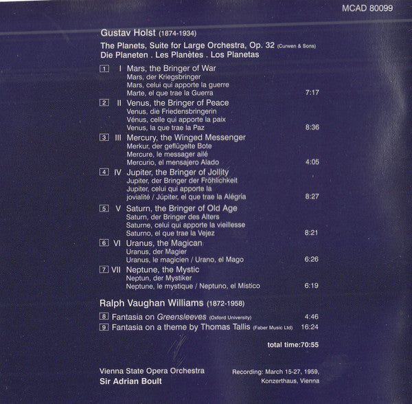 Holst* : The Planets / Boult (CD, Comp, RE, RM)