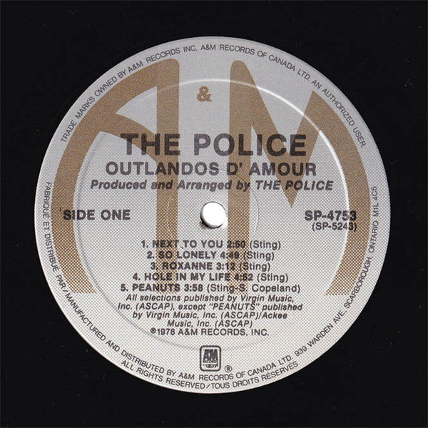 The Police : Outlandos D'Amour (LP, Album, Par)