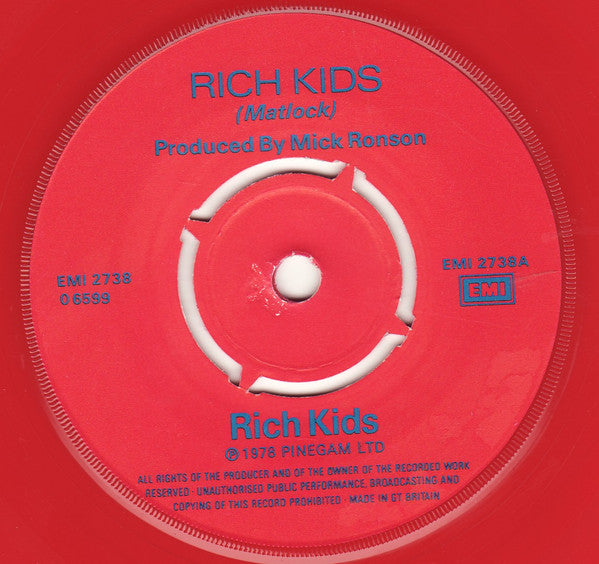 Rich Kids : Rich Kids (7", Single, Red)