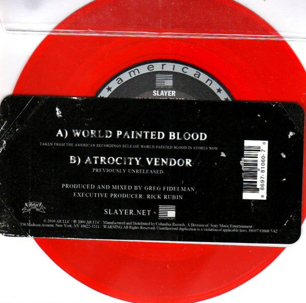 Slayer : World Painted Blood / Atrocity Vendor (7", Single, Ltd, Red)