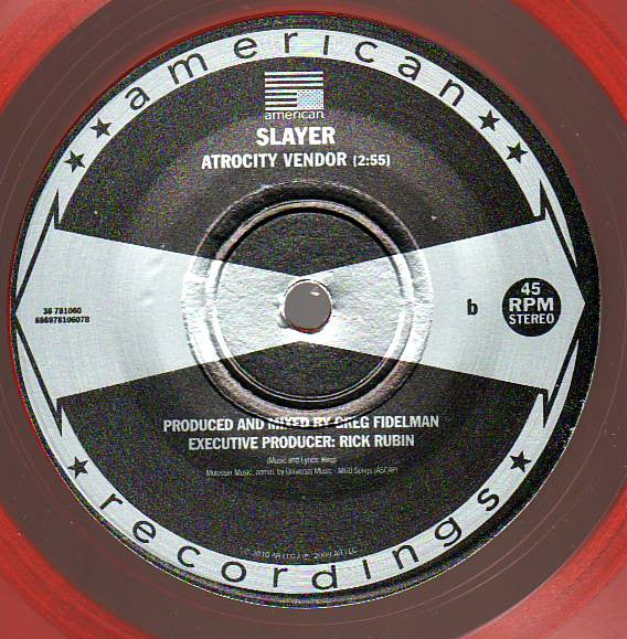 Slayer : World Painted Blood / Atrocity Vendor (7", Single, Ltd, Red)